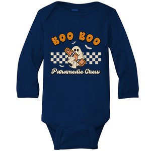 Boo Boo Paramedic Crew Retro Halloween Emt Spooky Ghost Team Gift Baby Long Sleeve Bodysuit