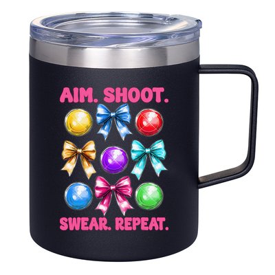 Bocce Ball Player Girl Mom Mothers Day Aim Shoot Swear 12oz Stainless Steel Coffee Mug