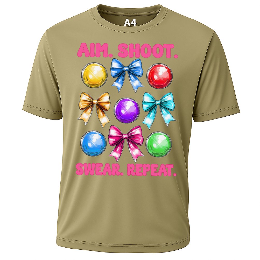 Bocce Ball Player Girl Mom Mothers Day Aim Shoot Swear Cooling Performance Crew T-Shirt