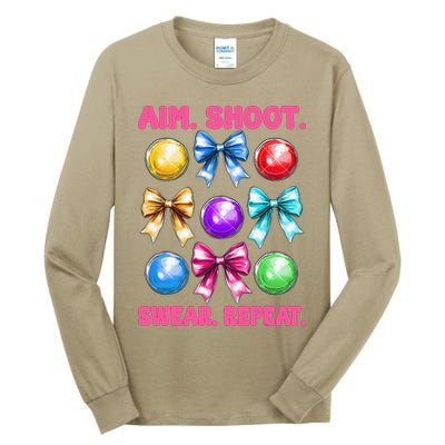 Bocce Ball Player Girl Mom Mothers Day Aim Shoot Swear Tall Long Sleeve T-Shirt