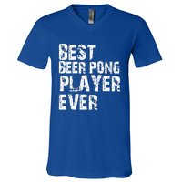 Best Beer Pong Player Ever Retro Vintage Gift V-Neck T-Shirt