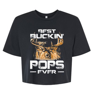 Best Buckin Pops Ever Deer Hunting Bucking Bella+Canvas Jersey Crop Tee