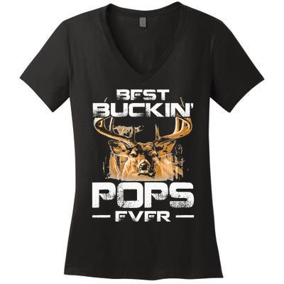 Best Buckin Pops Ever Deer Hunting Bucking Women's V-Neck T-Shirt