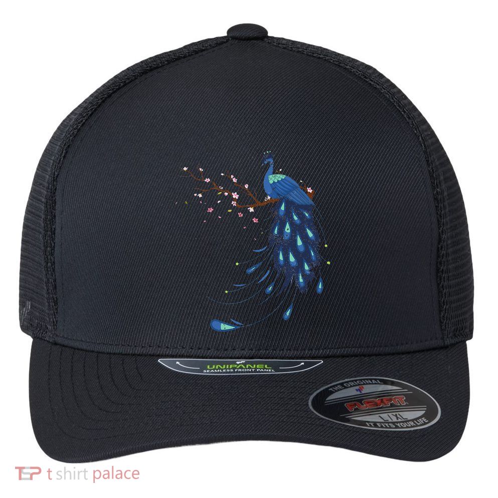 Beautiful Blossom Peacock Flexfit Unipanel Trucker Cap