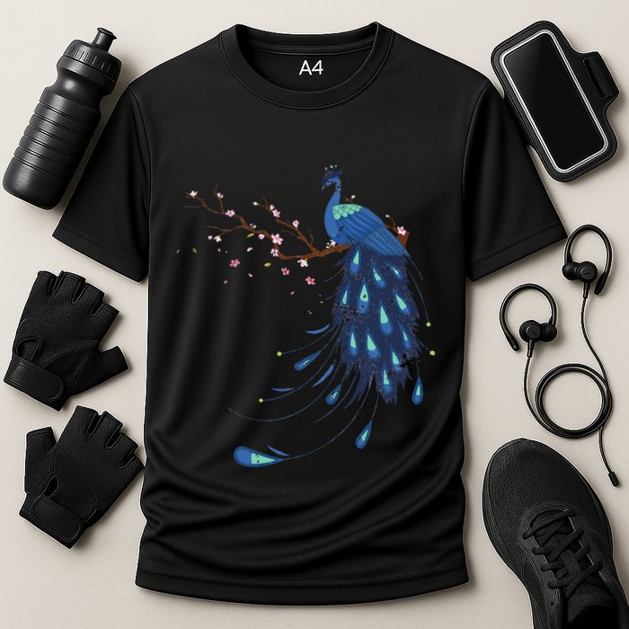 Beautiful Blossom Peacock Cooling Performance Crew T-Shirt