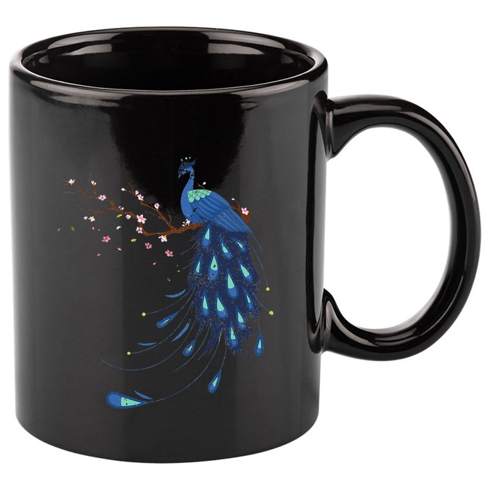 Beautiful Blossom Peacock 11oz C Handle Ceramic Mug