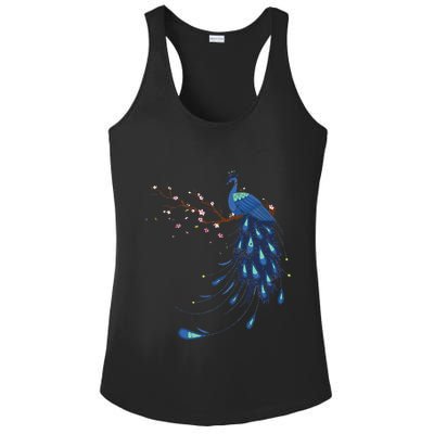 Beautiful Blossom Peacock Ladies PosiCharge Competitor Racerback Tank