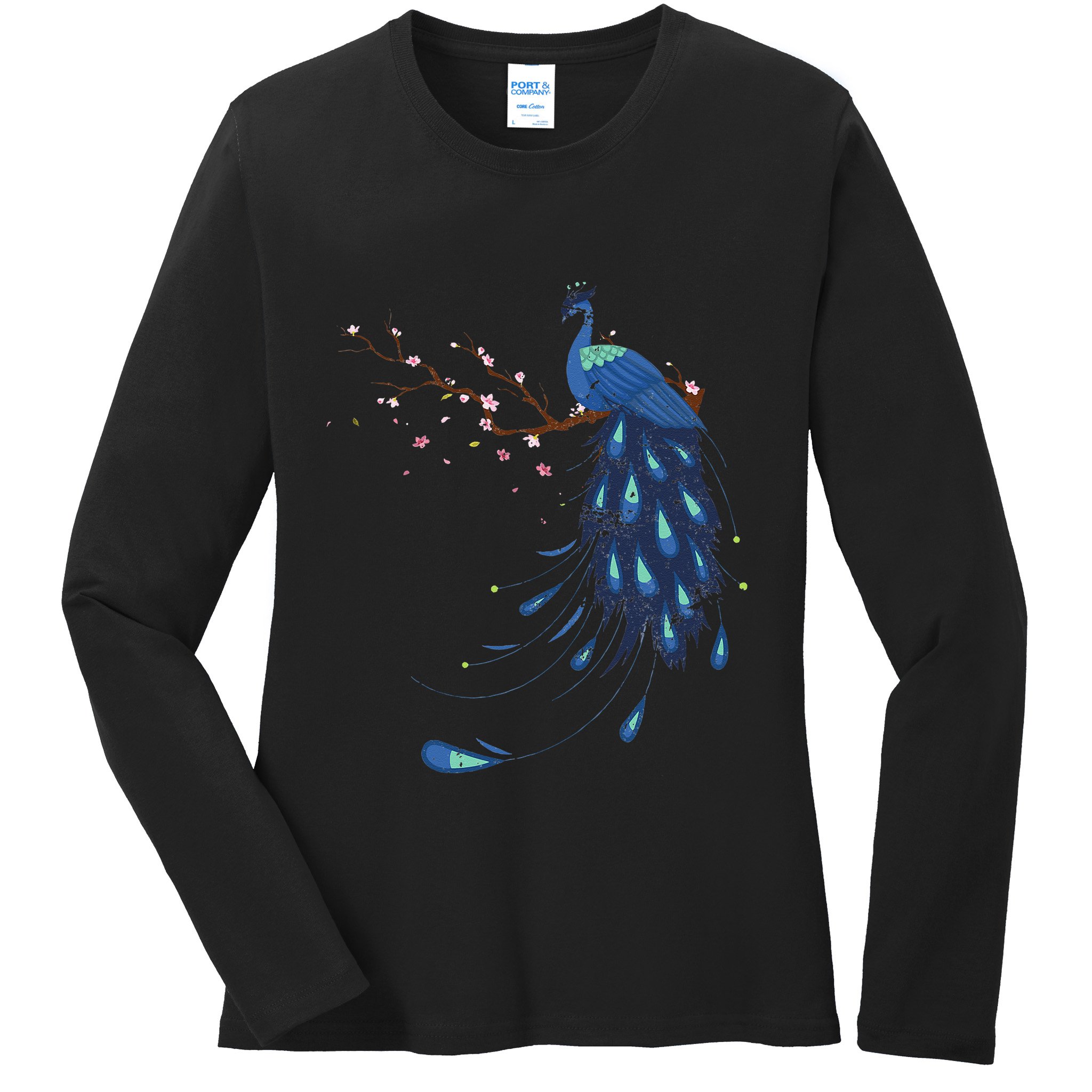 Beautiful Blossom Peacock Ladies Long Sleeve Shirt