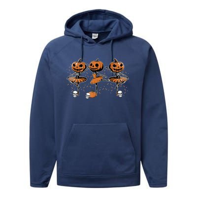 Ballet Ballerina Pumpkin Skeletons Halloween Performance Fleece Hoodie