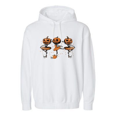 Ballet Ballerina Pumpkin Skeletons Halloween Garment-Dyed Fleece Hoodie