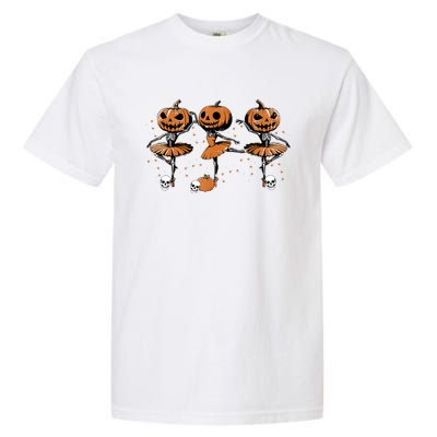 Ballet Ballerina Pumpkin Skeletons Halloween Garment-Dyed Heavyweight T-Shirt