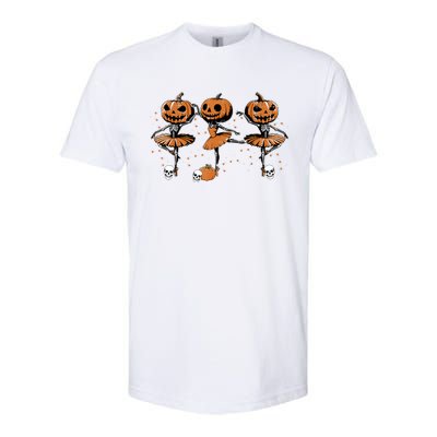 Ballet Ballerina Pumpkin Skeletons Halloween Softstyle CVC T-Shirt