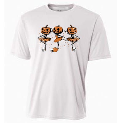 Ballet Ballerina Pumpkin Skeletons Halloween Cooling Performance Crew T-Shirt