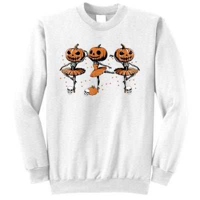 Ballet Ballerina Pumpkin Skeletons Halloween Sweatshirt