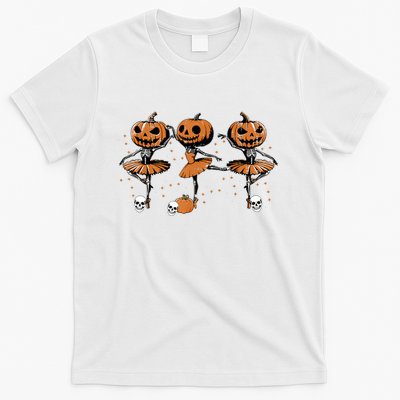 Ballet Ballerina Pumpkin Skeletons Halloween T-Shirt