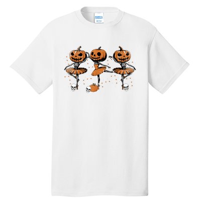 Ballet Ballerina Pumpkin Skeletons Halloween Tall T-Shirt