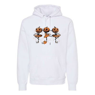 Ballet Ballerina Pumpkin Skeletons Halloween Premium Hoodie