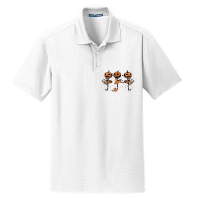 Ballet Ballerina Pumpkin Skeletons Halloween Dry Zone Grid Polo