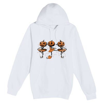 Ballet Ballerina Pumpkin Skeletons Halloween Premium Pullover Hoodie