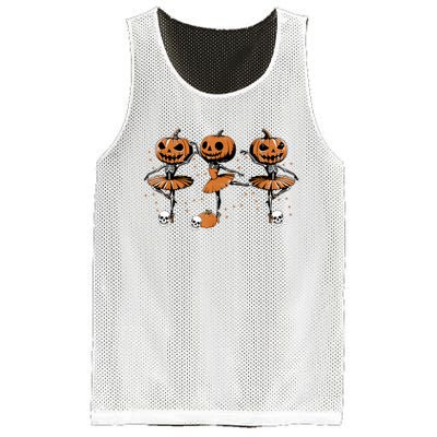 Ballet Ballerina Pumpkin Skeletons Halloween Mesh Reversible Basketball Jersey Tank