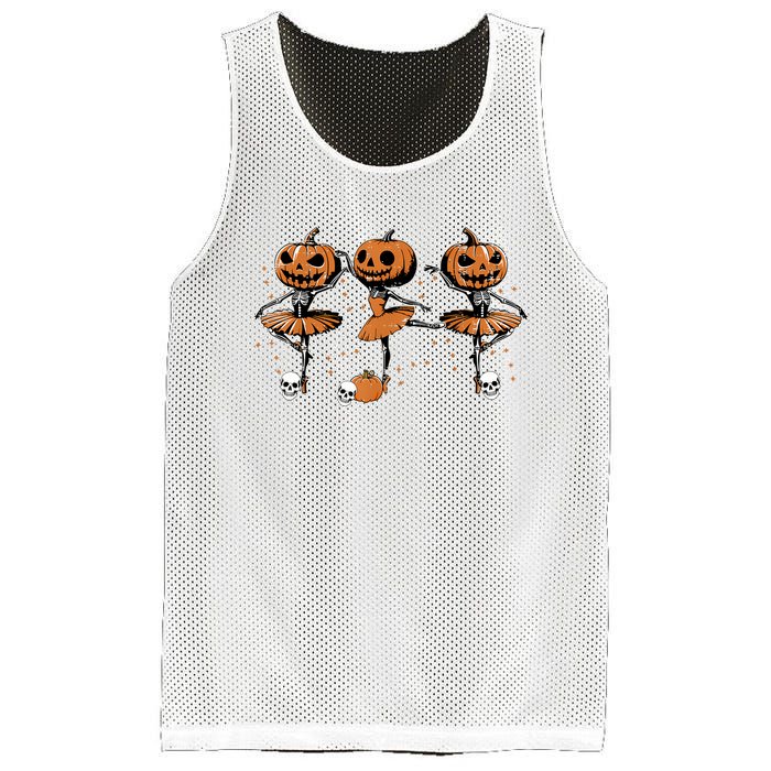 Ballet Ballerina Pumpkin Skeletons Halloween Mesh Reversible Basketball Jersey Tank