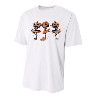 Ballet Ballerina Pumpkin Skeletons Halloween Performance Sprint T-Shirt