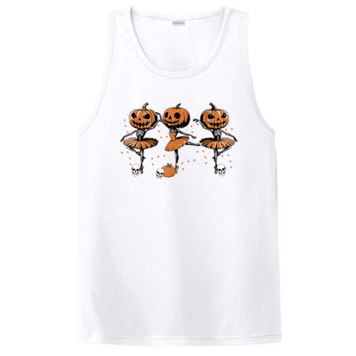 Ballet Ballerina Pumpkin Skeletons Halloween PosiCharge Competitor Tank