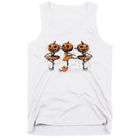 Ballet Ballerina Pumpkin Skeletons Halloween Tank Top