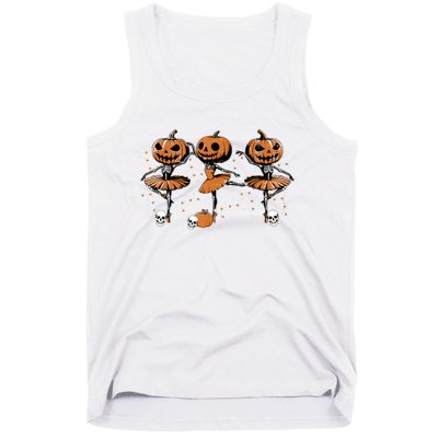 Ballet Ballerina Pumpkin Skeletons Halloween Tank Top