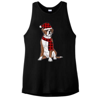 Boxer Buffalo Plaid Boxer Dog Lover Christmas Gift Ladies PosiCharge Tri-Blend Wicking Tank