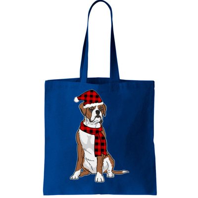 Boxer Buffalo Plaid Boxer Dog Lover Christmas Gift Tote Bag