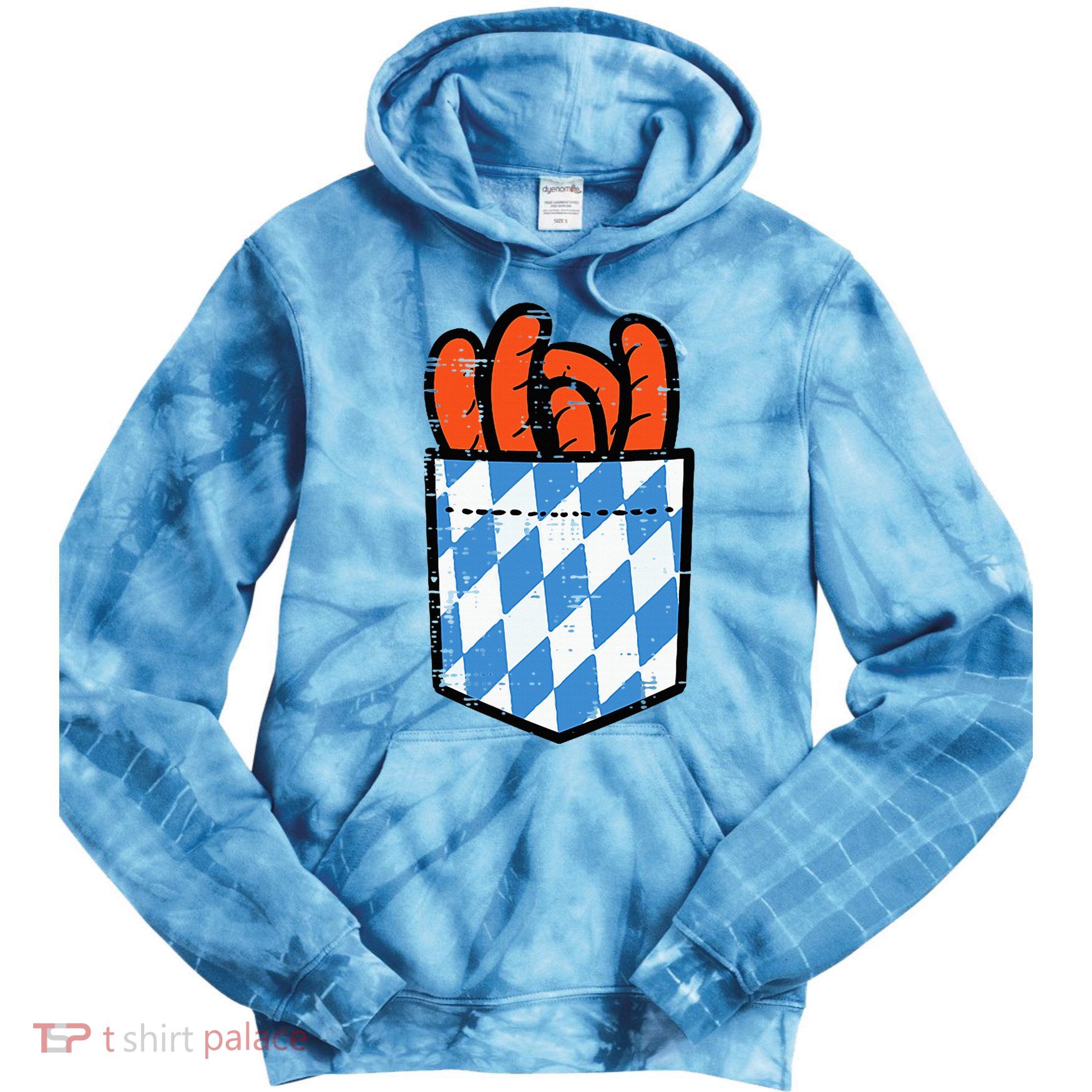 Bavarian Bratwurst Pocket Oktoberfest Costume Tie Dye Hoodie
