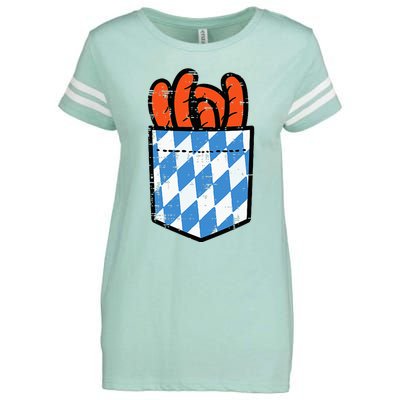 Bavarian Bratwurst Pocket Oktoberfest Costume Enza Ladies Jersey Football T-Shirt