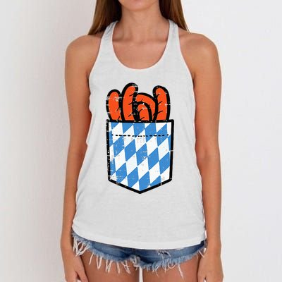 Bavarian Bratwurst Pocket Oktoberfest Costume Women's Knotted Racerback Tank