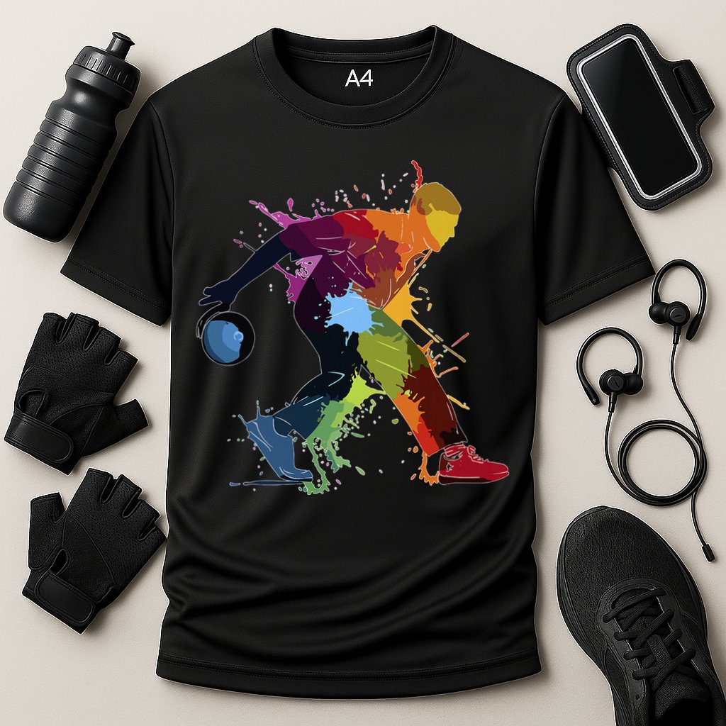 Bowling Bowler paint splash Cooling Performance Crew T-Shirt