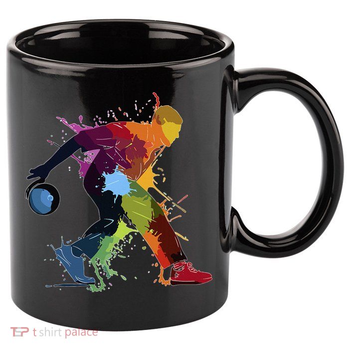 Bowling Bowler paint splash 11oz C Handle Ceramic Mug
