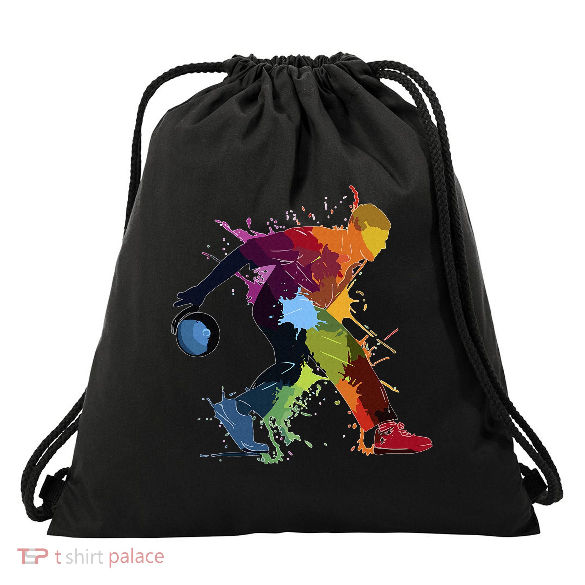 Bowling Bowler paint splash Drawstring Bag
