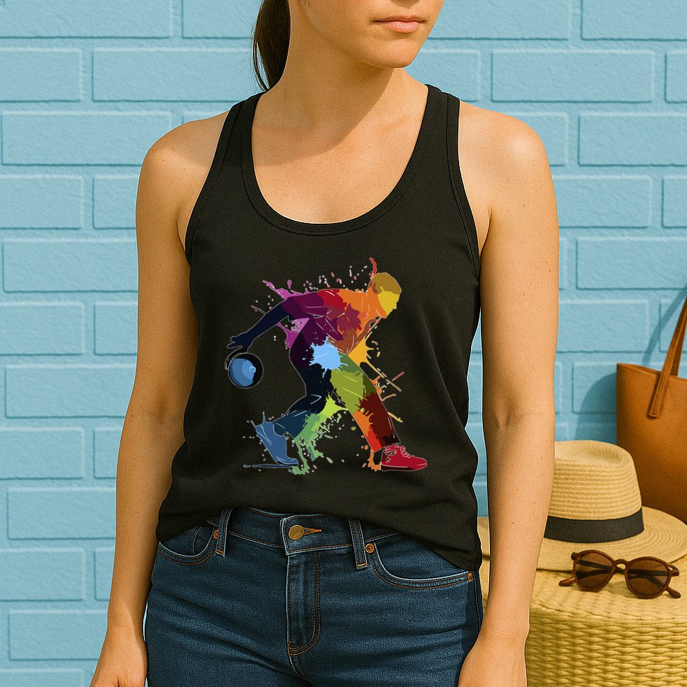 Bowling Bowler paint splash Womens Tank Top