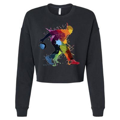 Bowling Bowler paint splash Cropped Pullover Crew