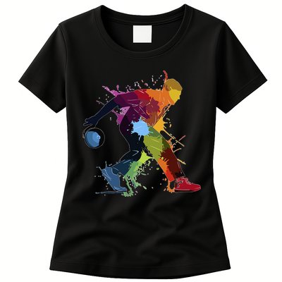 Bowling Bowler paint splash Womens T-Shirt