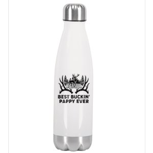 Best Buckin Pappy Ever Deer Hunting Fathers Day Meaningful Gift Stainless Steel Insulated Water Bottle