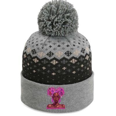 Black Butterfly Pink Ribbon Breast Cancer Warrior Gift The Baniff Cuffed Pom Beanie