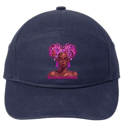 Black Butterfly Pink Ribbon Breast Cancer Warrior Gift 7-Panel Snapback Hat