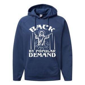 Back By Popular Ded Bible Verse Faith Quote Easter Cross Gift Performance Fleece Hoodie