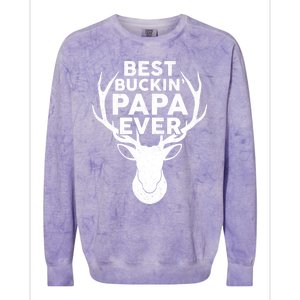 Best Buckin Papa Ever Funny Deer Hunter Fathers Day Hunting Gift Colorblast Crewneck Sweatshirt