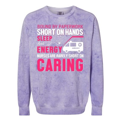 Bound By Paperwork Short On Hands Sleep And Energy Colorblast Crewneck Sweatshirt