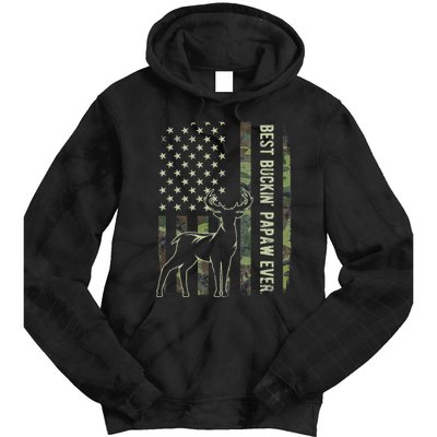 Best Buckin Papaw Camo American Flag Deer Hunting Gift Tie Dye Hoodie