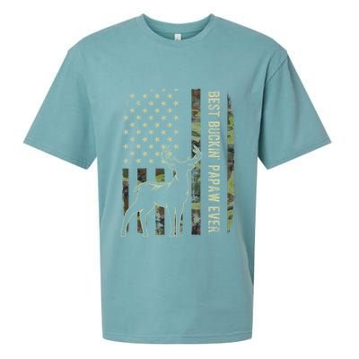 Best Buckin Papaw Camo American Flag Deer Hunting Gift Sueded Cloud Jersey T-Shirt