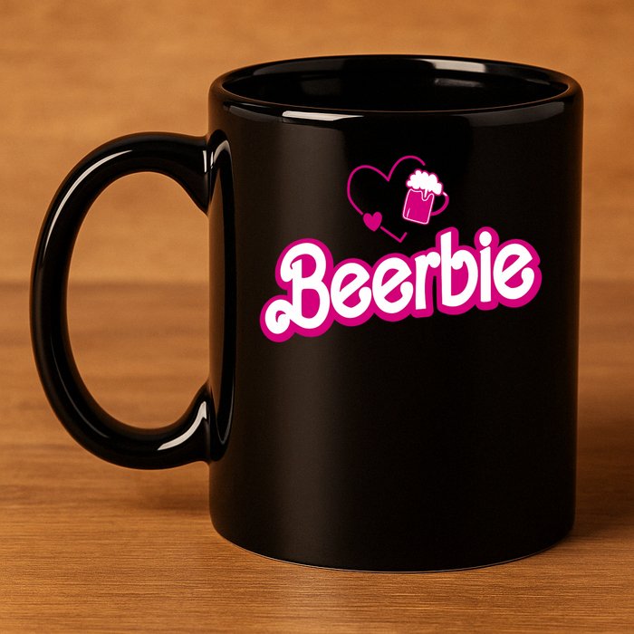 Beerbie Beer Pun Bar Crawl Party Funny 11oz C Handle Ceramic Mug