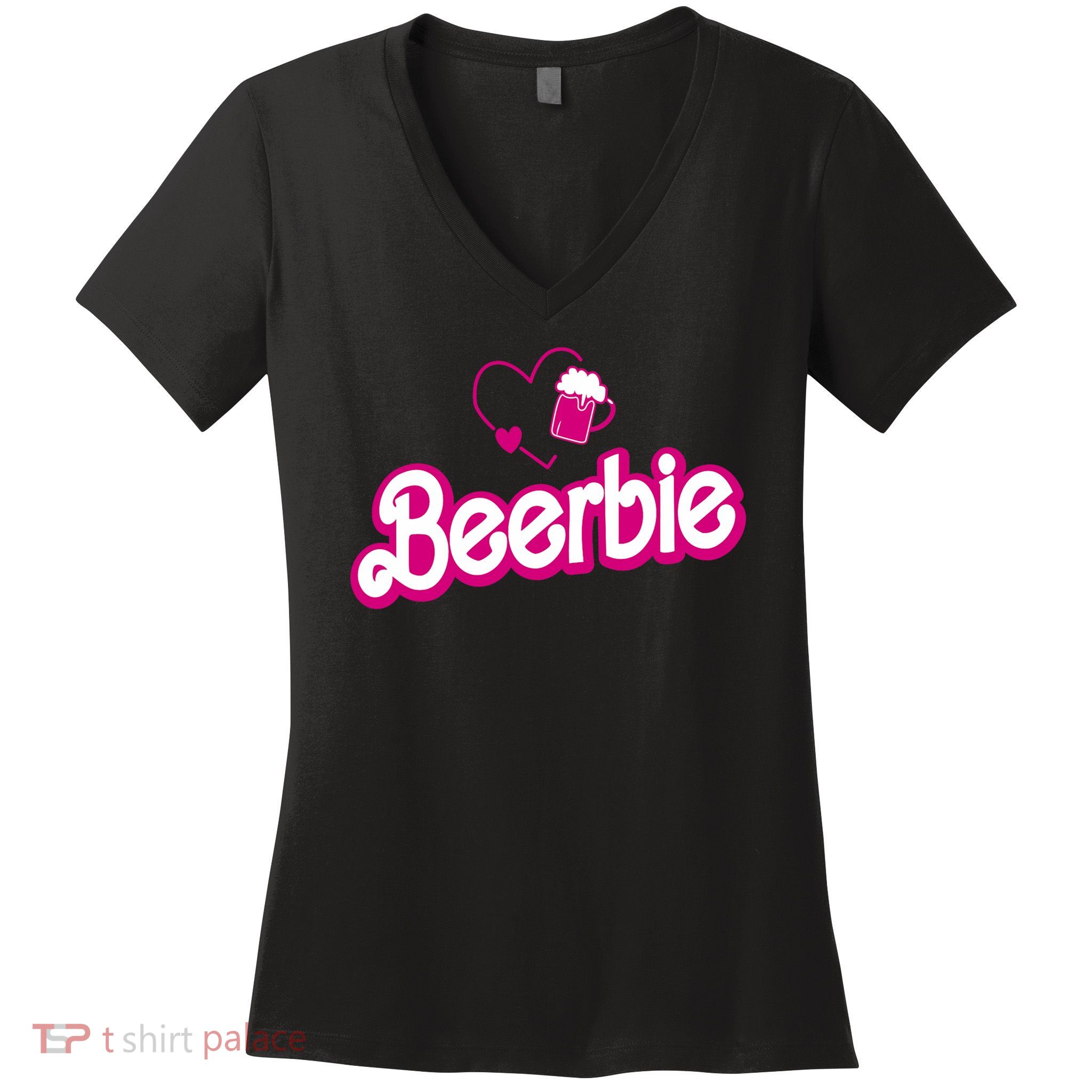 Beerbie Beer Pun Bar Crawl Party Funny Women's V-Neck T-Shirt